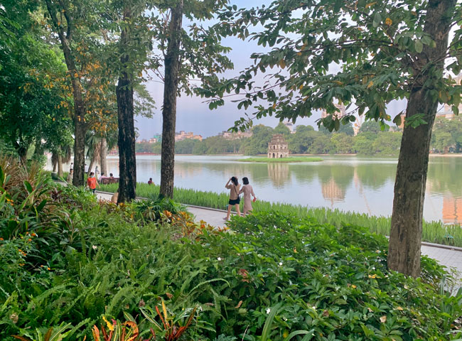 Hoan Kiem Lake and surrounding landmarks