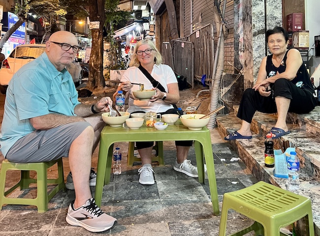 sitting on low stools
