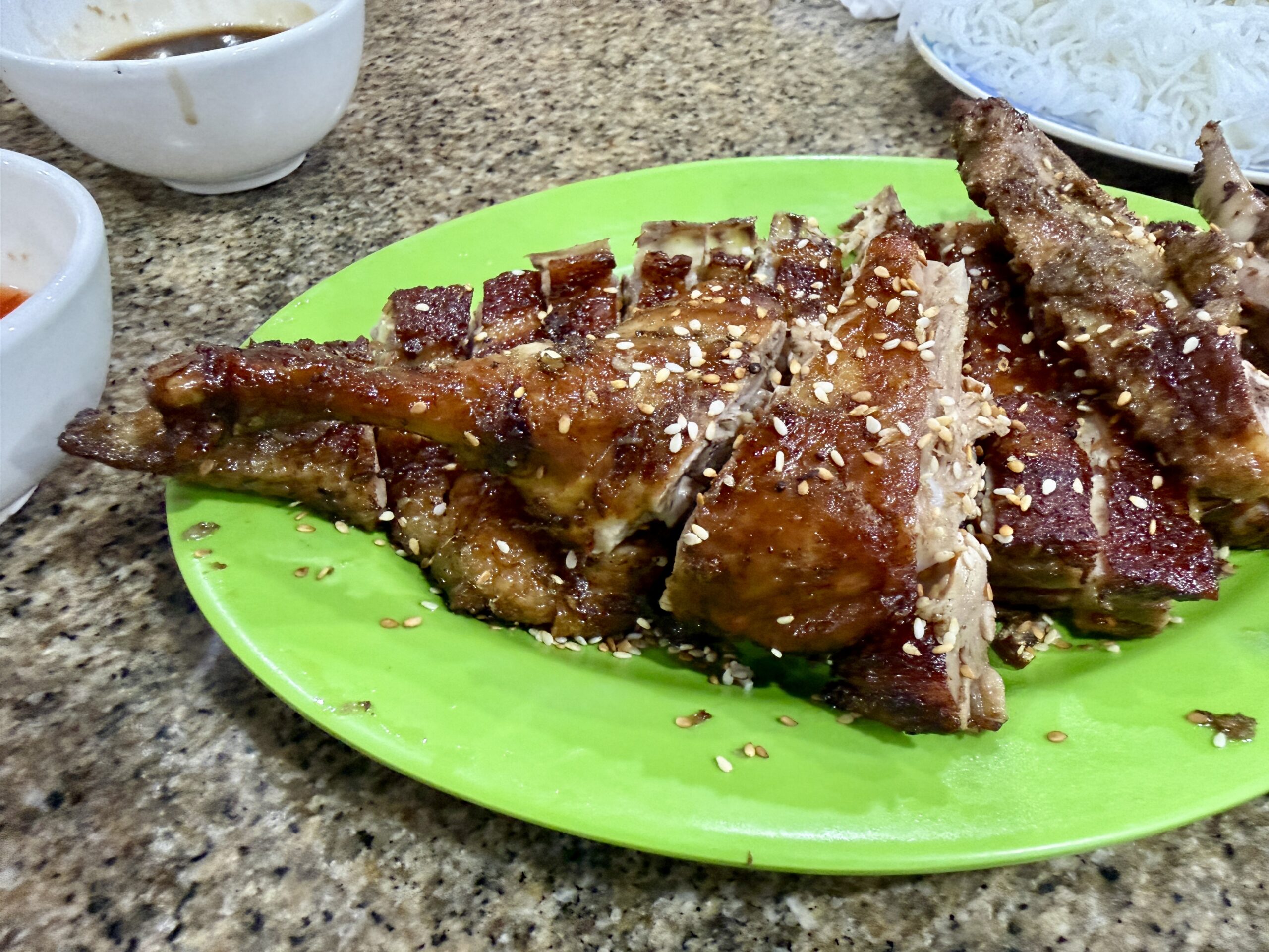 Grilled duck and sesame seed