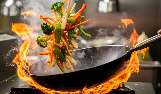 Stir frying at hight heat